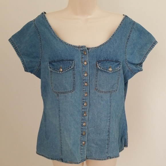NY Line Denim Blue Jean Tank Top 100% Cotton - Picture 4 of 7